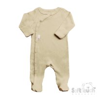 SS4500-BI: Biscuit Ribbed Sleepsuit (0-3 Months)